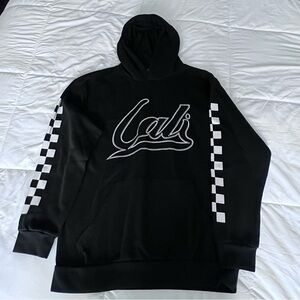 Cali Original Deluxe Black Hoodie with Checkered Sleeves size L